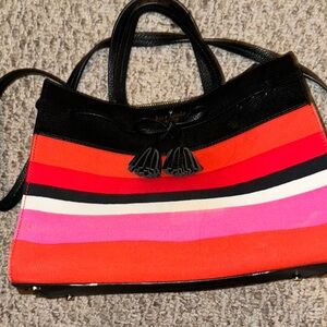 kate spade Isobel  Black Striped Shoulder Bag